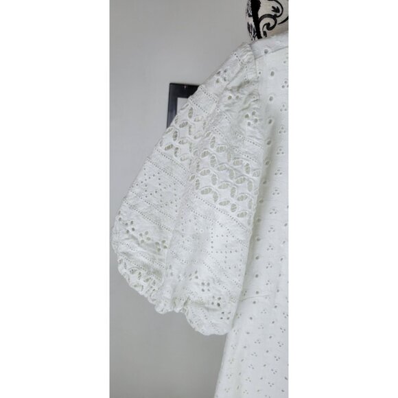 Free People Womens Apricot Rose Mini Dress Puff Sleeve Eyelet White Size XLarge - Picture 5 of 14
